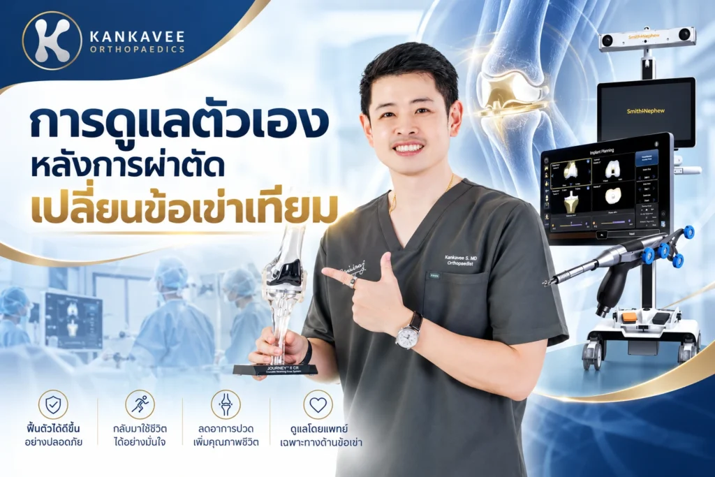 การดูแลตัวเองหลังการผ่าตัดเปลี่ยนข้อเข่าเทียม